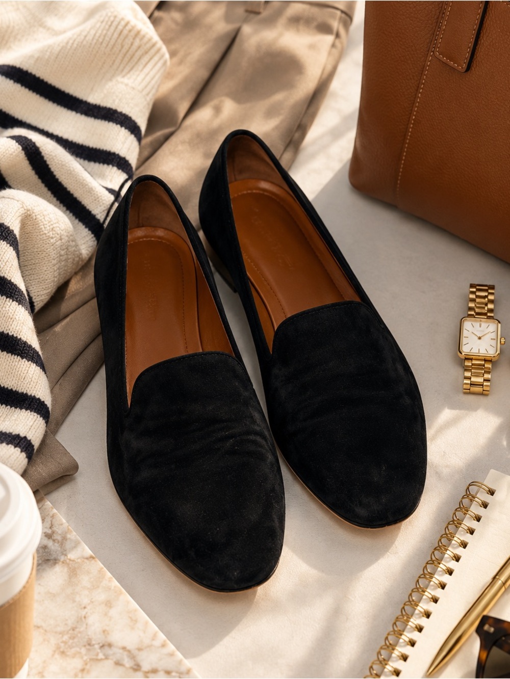 Vionic Willa Black Suede Loafers Flats Comfort Work Shoes Womens 9.5